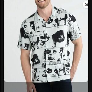 NWT large beetlejuice men's button down shirt 586